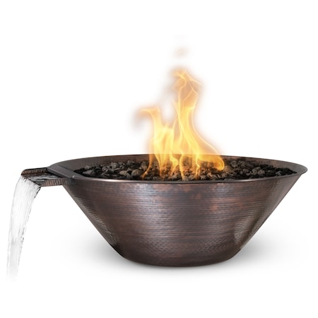 The Outdoor Plus 31 Round Remi Fire & Water Bowl - Copper - Match Lit - Natural Gas OPT-31RCFW-NG
